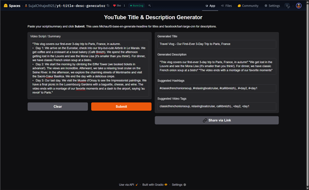 YouTube Title & Description Generator Project